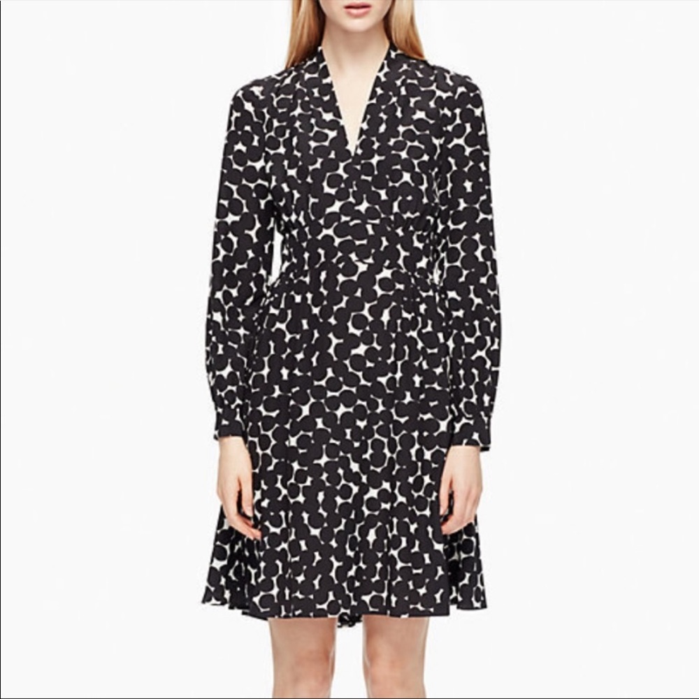 Kate Spade Blot Dot Silk V-Neck Dress - 0